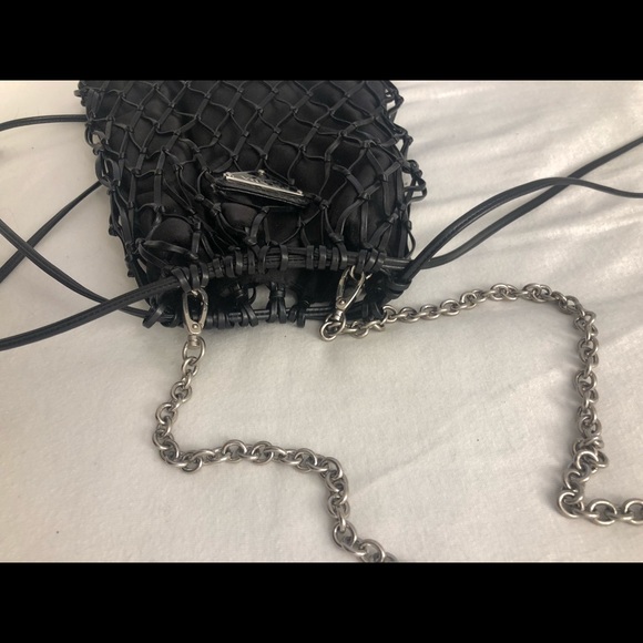 Satin and leather prada crossbody bag in black - Picture 4 of 5